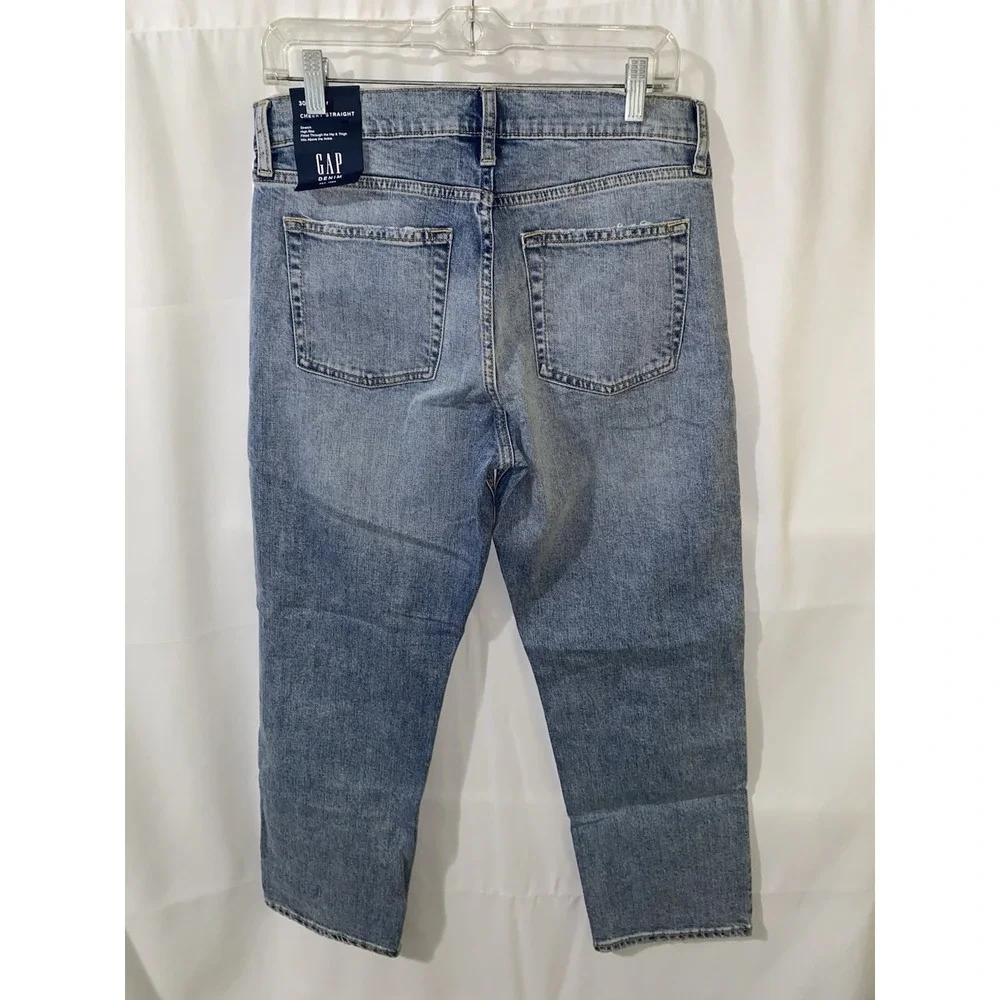 GAP High Rise Cheeky Straight Jeans‎ with Distressed Detail 30 Regular NWT